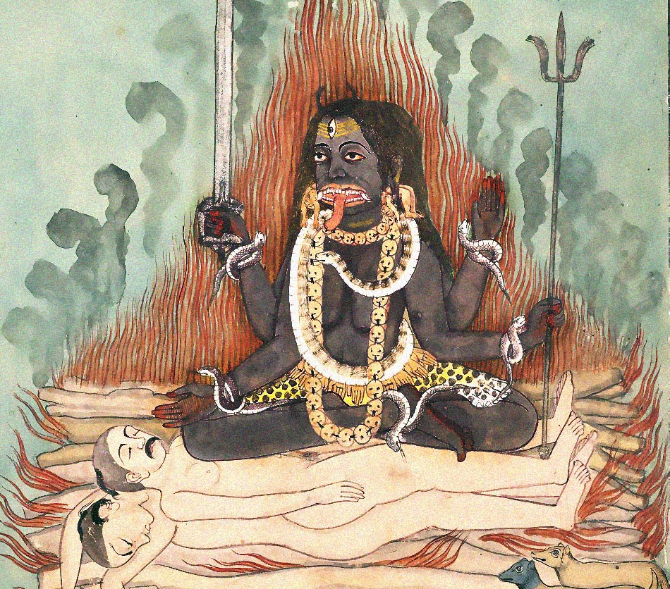 ज्वलंत चिता में विराजमान भैरवी